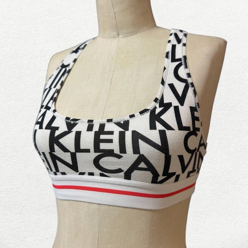 Calvin Klein Bralette in White & Black with Red